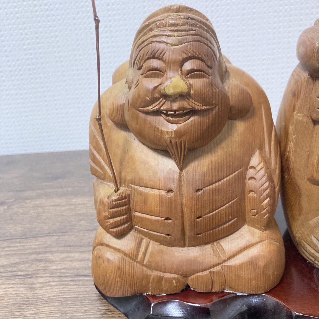 七福神　縁起物　大黒天様　恵比寿様　一刀彫　木彫り