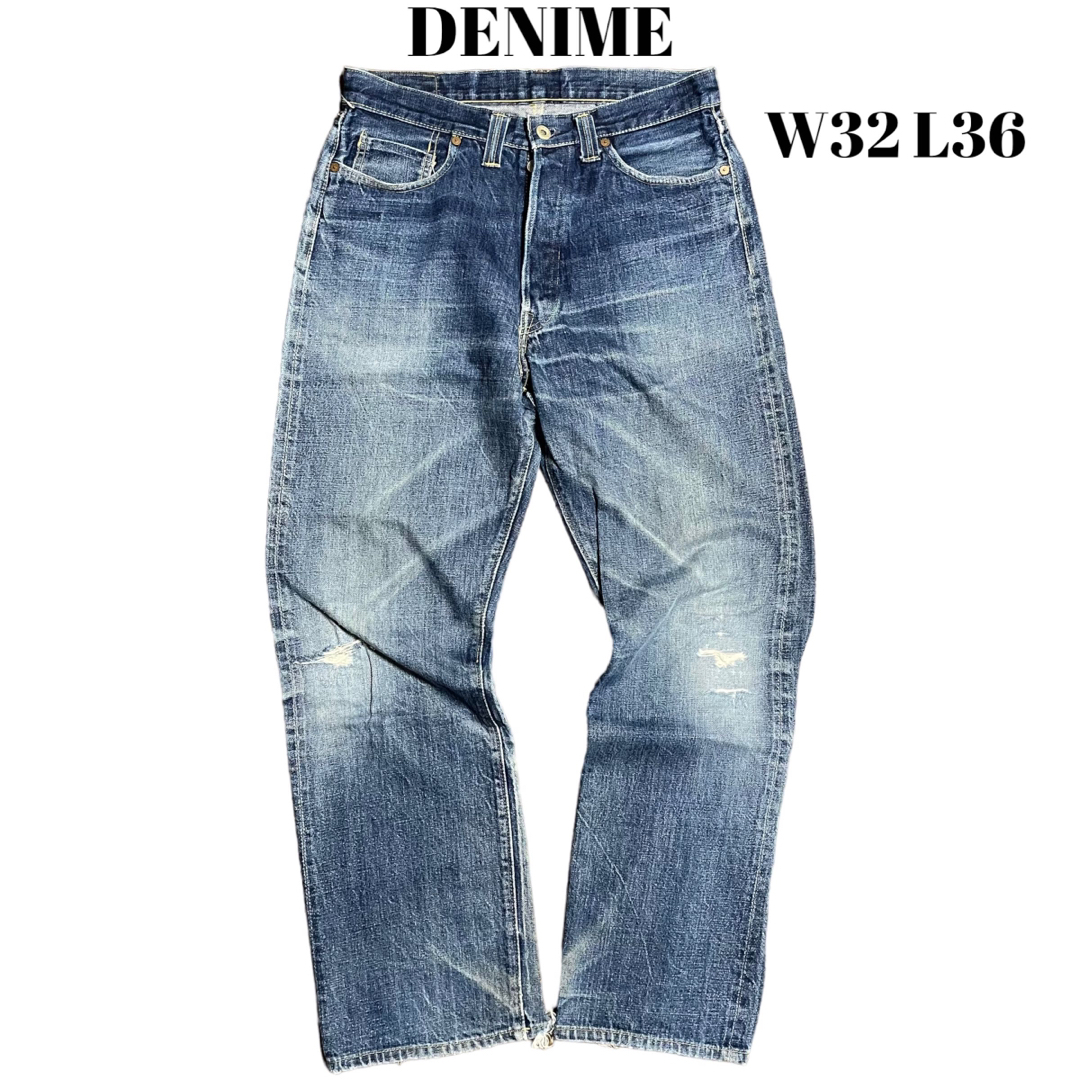 DENIME - DENIME クラッシュパンツ ダメージジーンズ セルビッチ ヒゲ