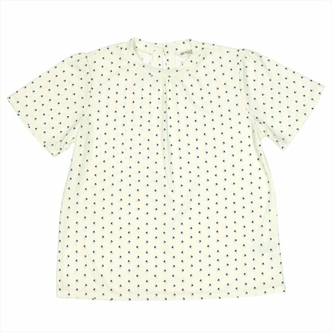 【オフホワイト】プリントスタンドネック 半袖ブラウス カジュアルシャツ BL02H100DE40X00-50