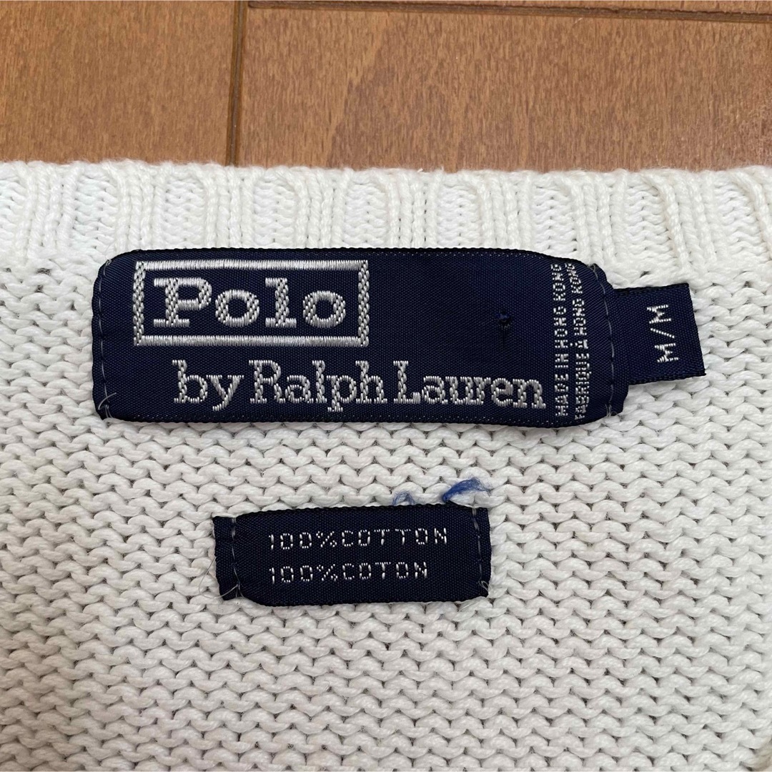 古着 90s POLO Ralph Lauren コットン クルーネック 白