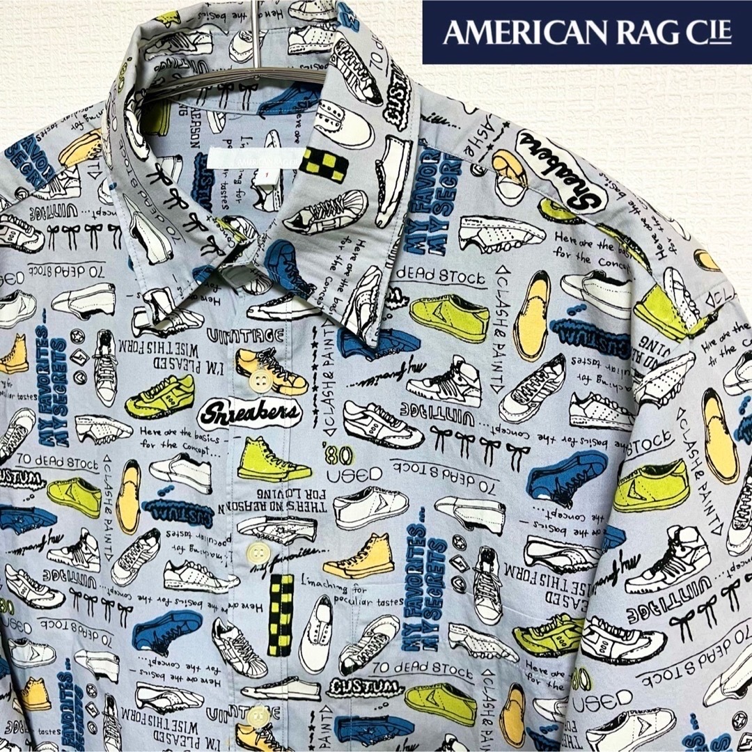 AMERICAN RAG CIE(アメリカンラグシー)の【新品】アメリカンラグシー ①ストリートウォールペイント調スニーカー柄長袖シャツ メンズのトップス(シャツ)の商品写真