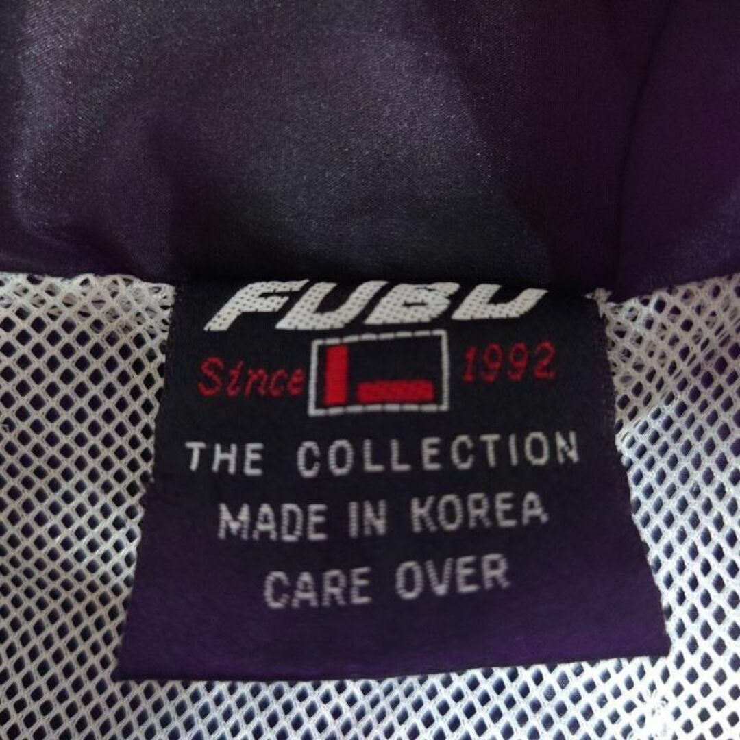 90s FUBU　ビッグロゴ刺繍　サイドライン　ナイロンジャケット　フブ