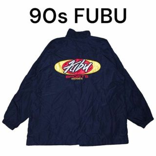 90s FUBU ビッグロゴ刺繍 サイドライン ナイロンジャケット フブ 古着-
