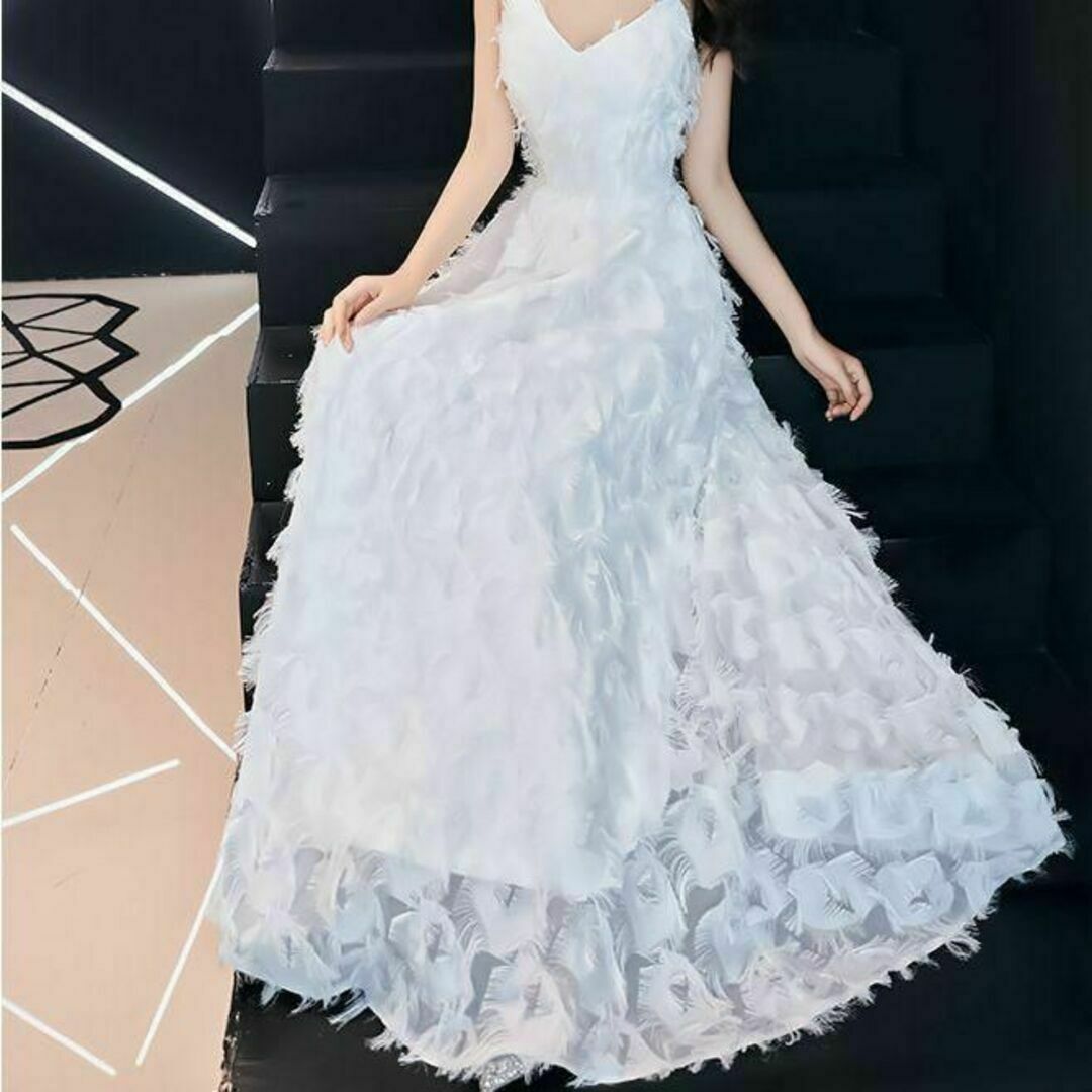 AW2023 最新作】フェザードレス ホワイト 結婚式 ウエディングドレス-