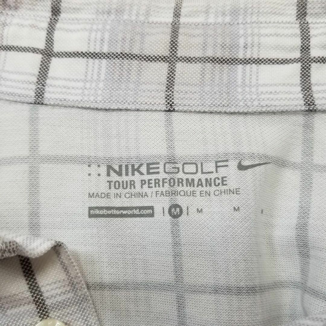 NIKE(ナイキ)のNIKE GOLFボタンダウン鹿の子ポロシャツ半袖メンズM白薄灰ゴルフ テニス メンズのトップス(ポロシャツ)の商品写真