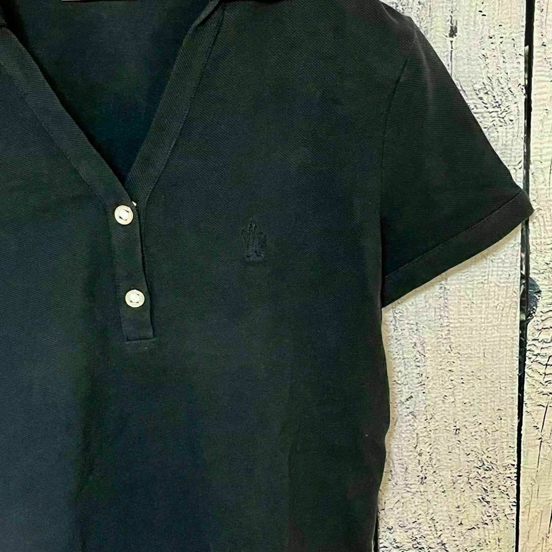 【超美品】モンクレール レディースポロシャツ　オープンネック　ネイビー XS約50cm肩幅