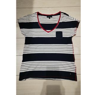 トミーヒルフィガー(TOMMY HILFIGER)のトミーヒルフィガー 半袖 Vネック レディース トップス M(カットソー(半袖/袖なし))