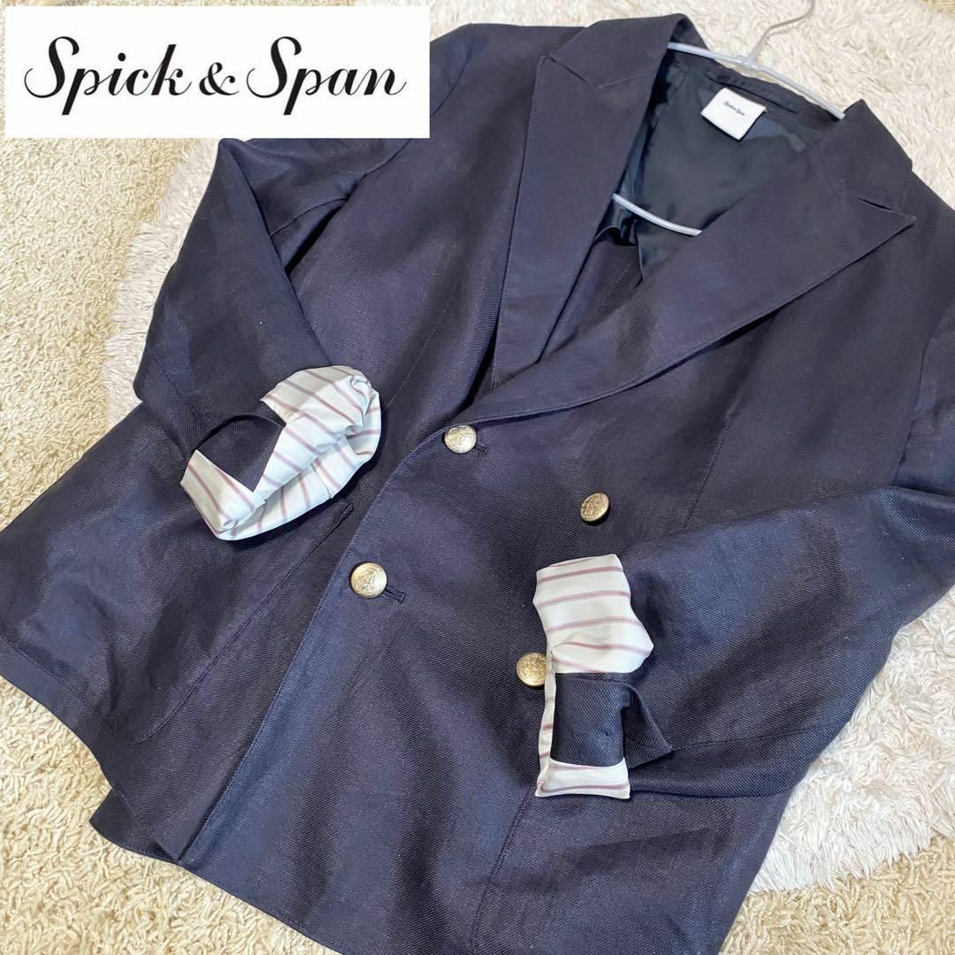 【美品】SPICK＆SPAN　スピック＆スパン　リネンジャケット　金ボタン　M