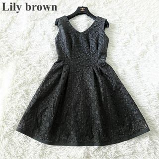 リリーブラウン(Lily Brown)のももこさまLily brown  レース ワンピース 黒 サイズ1(ひざ丈ワンピース)