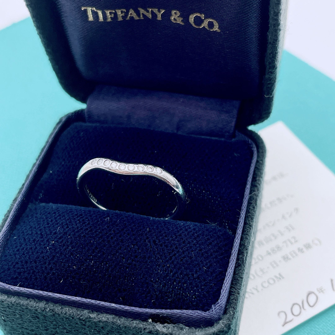 美品 Tiffany カーブ ド バンド リング 9P ダイヤモンド K18