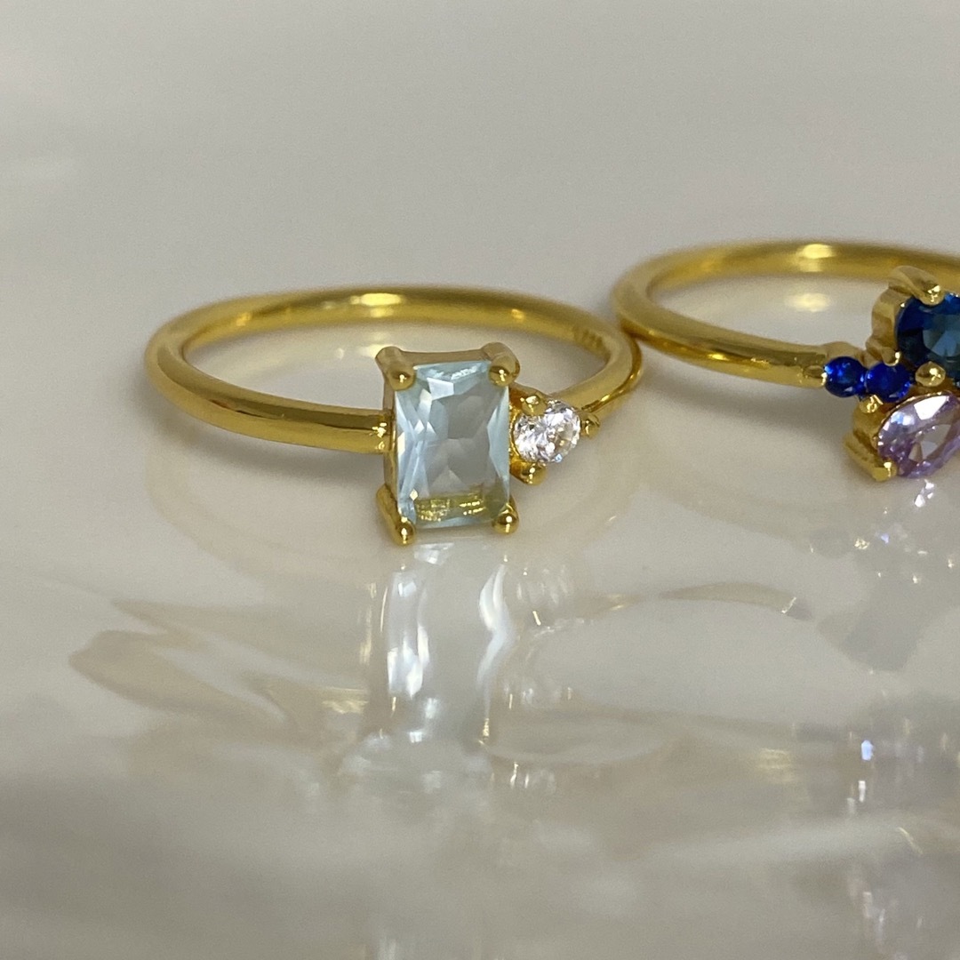 セール❣️【3本セット】青 水色 紫 ゴールド リング レディースのアクセサリー(リング(指輪))の商品写真