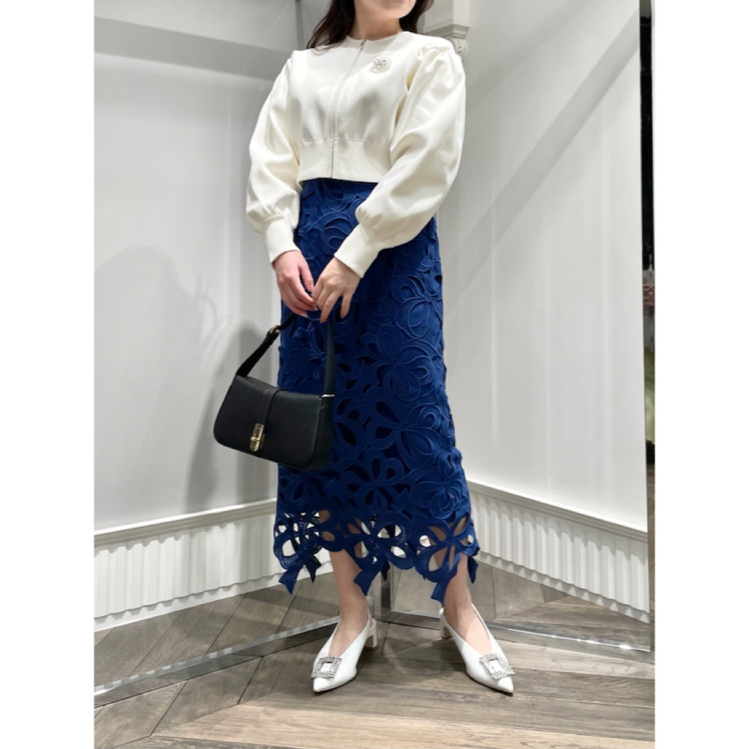 CELFORD セルフォード ブローチ付きニットブルゾン WHT 38 橋本環奈