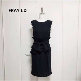 フレイアイディー(FRAY I.D)のFRAY I.D フレイアイディー　ペプラム　フリル　リボン　ワンピース　1(ひざ丈ワンピース)