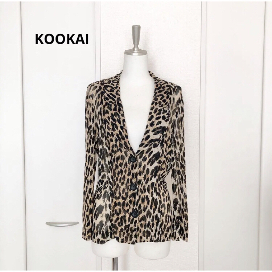 KOOKAI クーカイ　レオパード　ヒョウ柄　パワーネット　ジャケット　1レディース