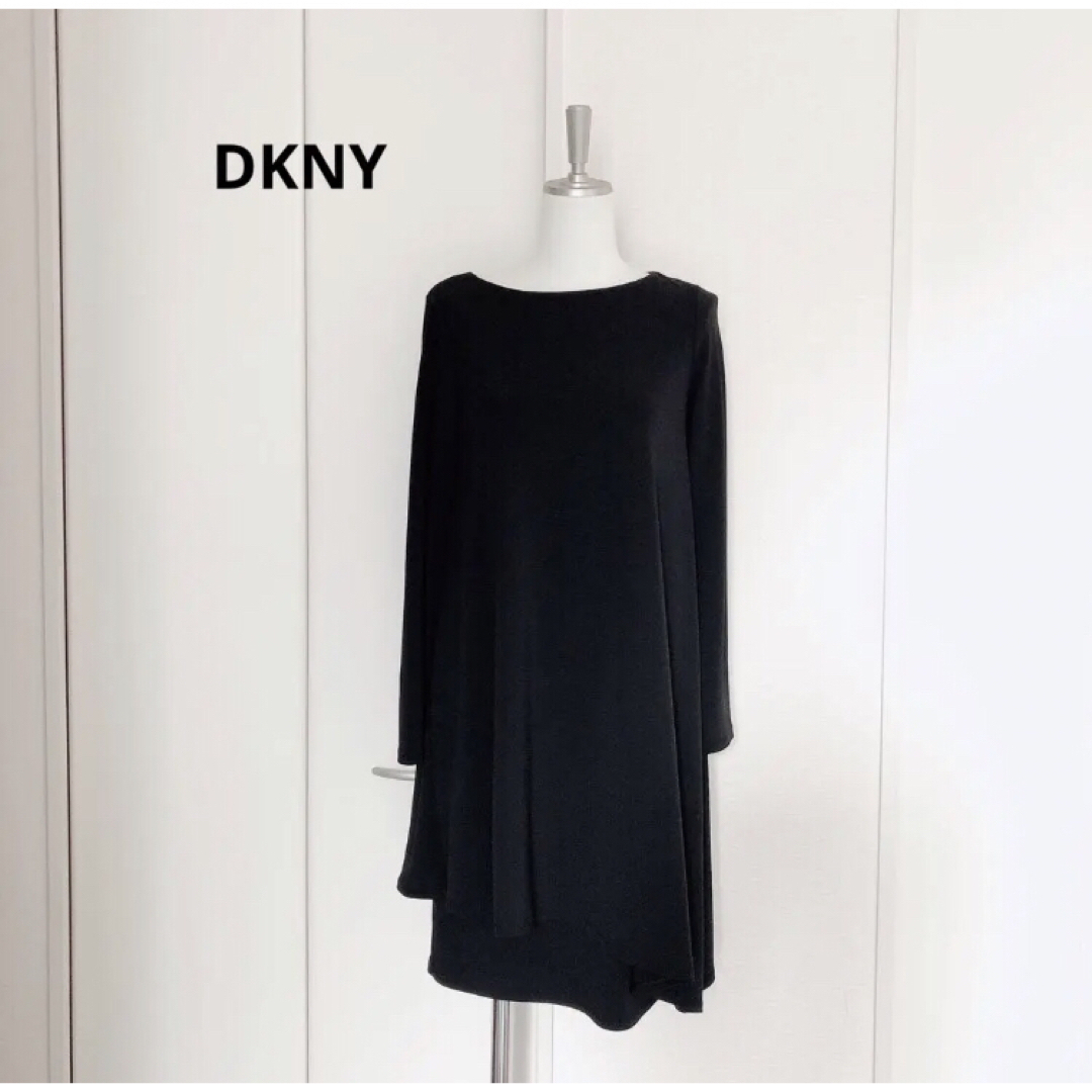 美品　DKNY ダナキャラン　デザイン　変形　ワンピース　ドレス　ブラック　S