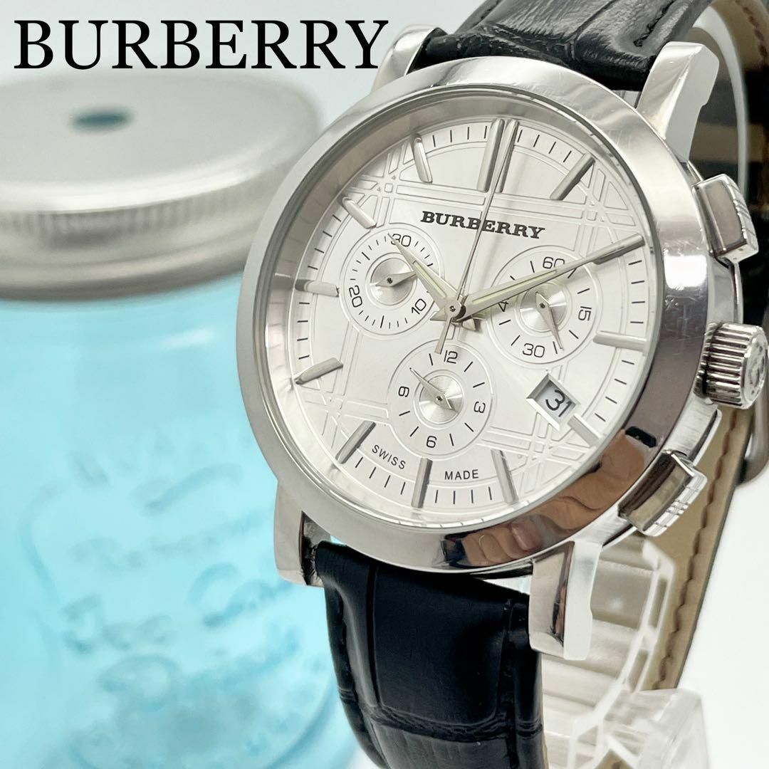 418 BURBERRY バーバリー時計　メンズ腕時計　クロノグラフ　ホワイト | フリマアプリ ラクマ