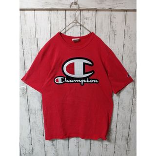 チャンピオン(Champion)の90sチャンピオンTシャツ　M サイズ　レッドカラー　ビックロゴ刺繍(Tシャツ/カットソー(七分/長袖))