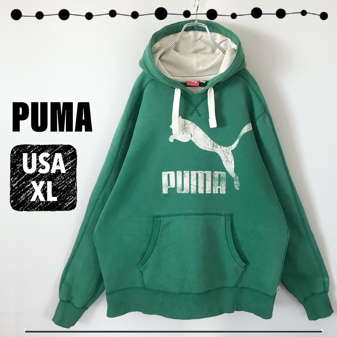 PUMA★海外モデル★ダメージロゴプリント★プルオーバー スウェットパーカーXL | フリマアプリ ラクマ