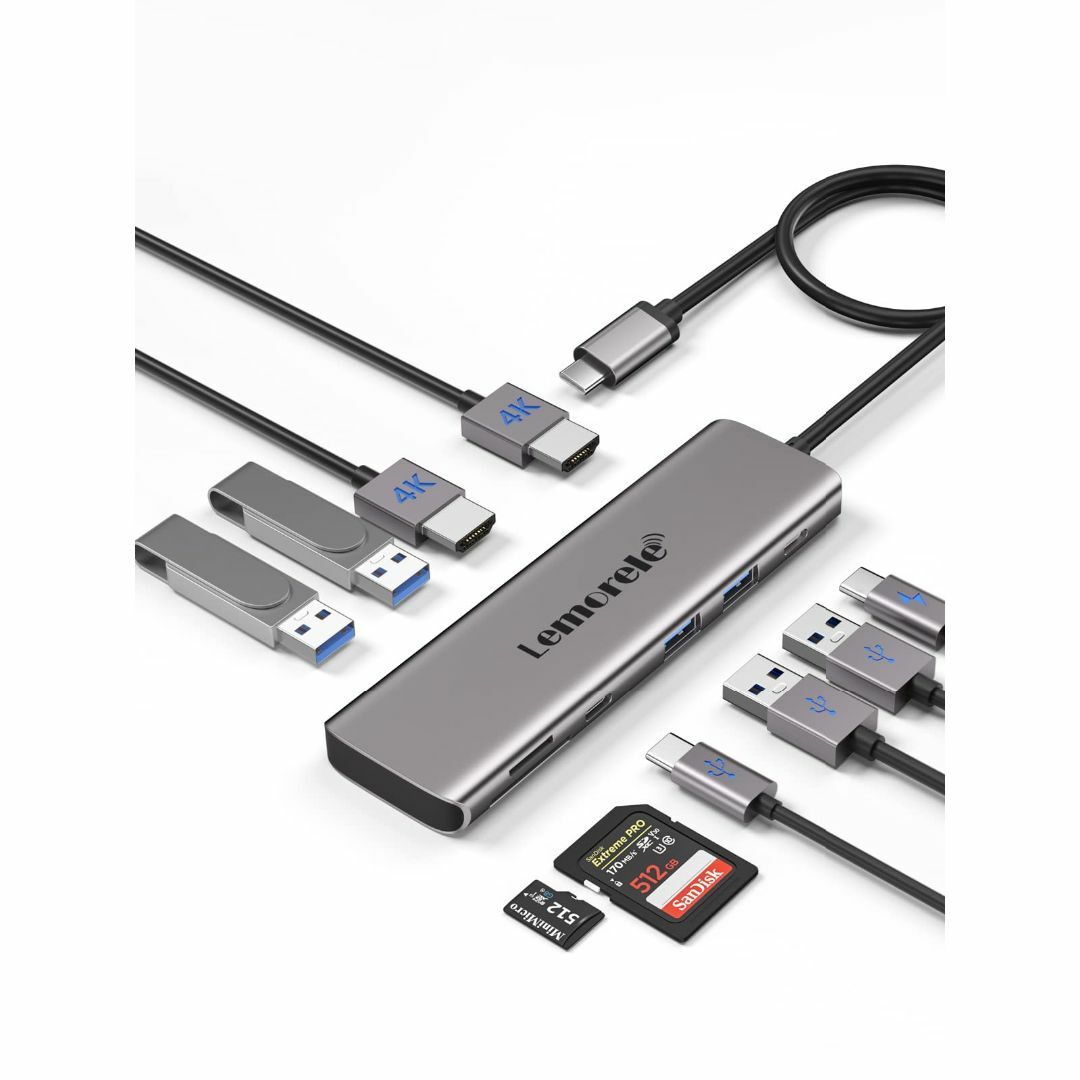 ドッキングステーション usb c ハブ 10-in-1 MST HDMI ２つノートPC