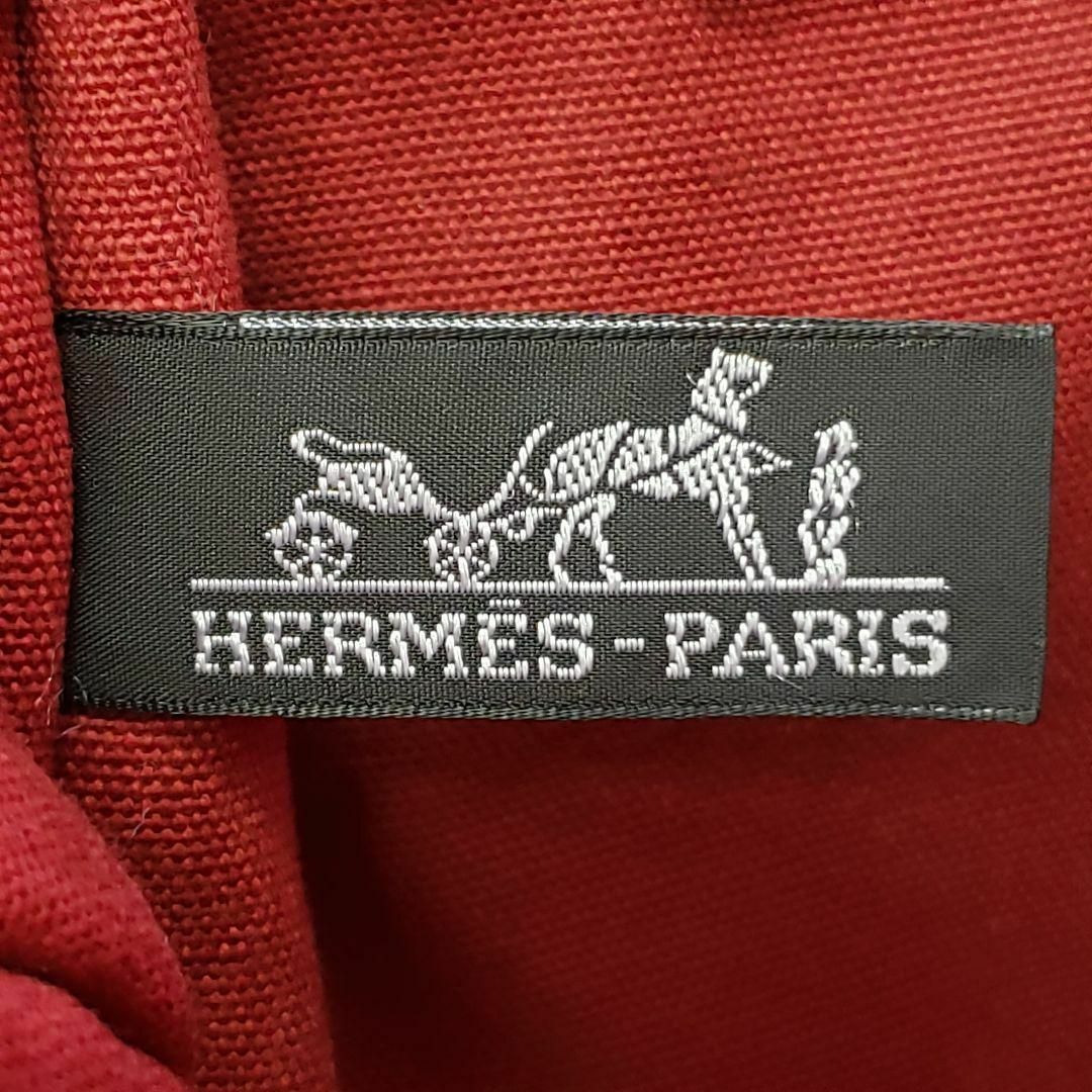 HERMES トートバッグ フルートゥMM キャンバス レッド A4収納 4