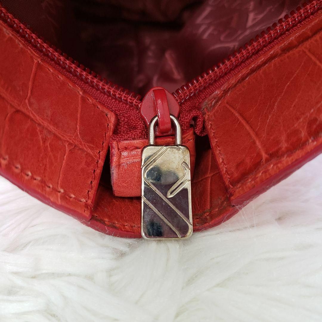 FURLA ハンドバッグ クロコ 型押し 赤 ハンドバッグ FURLA ハンドバッグ クロコ 型押し 赤 ハンドバッグ