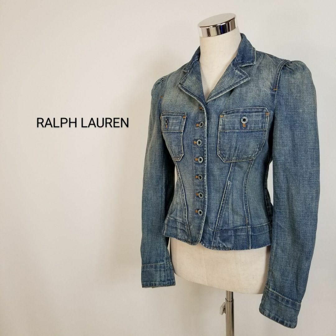 Ralph Lauren(ラルフローレン)の美品RALPH LAUREN美シルエットヴィンテージ加工デニムジャケット9青系 レディースのジャケット/アウター(Gジャン/デニムジャケット)の商品写真