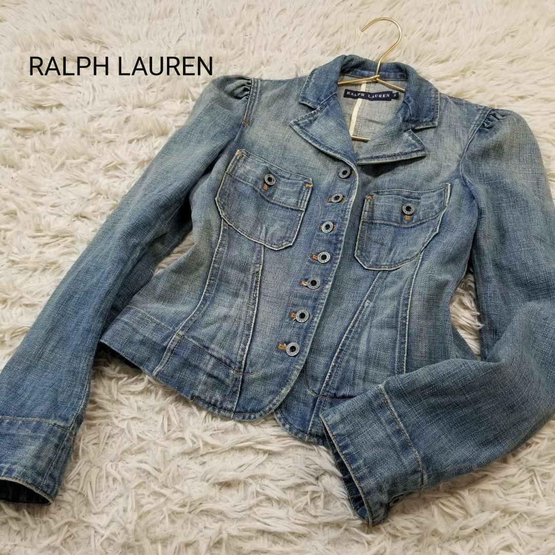 Ralph Lauren(ラルフローレン)の美品RALPH LAUREN美シルエットヴィンテージ加工デニムジャケット9青系 レディースのジャケット/アウター(Gジャン/デニムジャケット)の商品写真