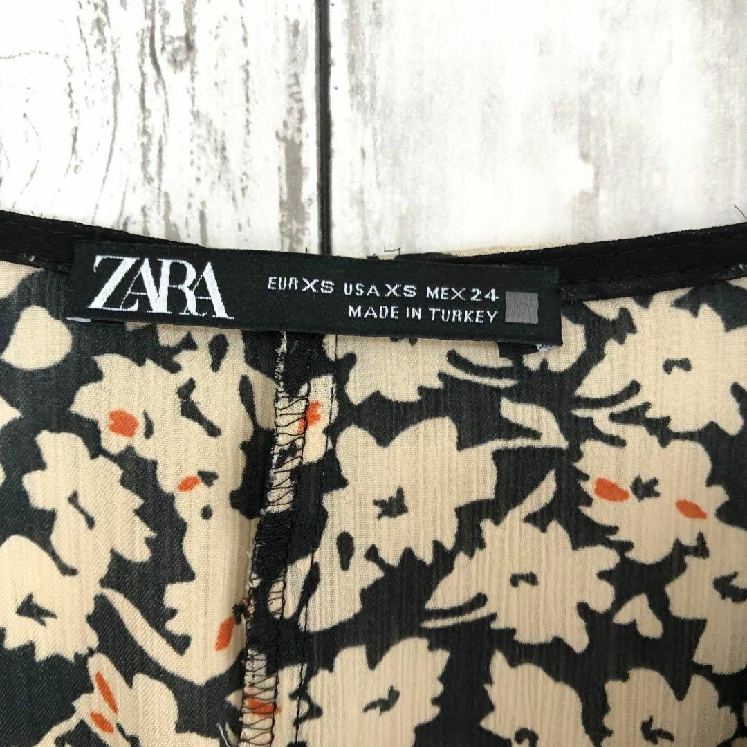 ZARA 花柄ロングワンピース　半袖　フレア　フィッシュテール 4