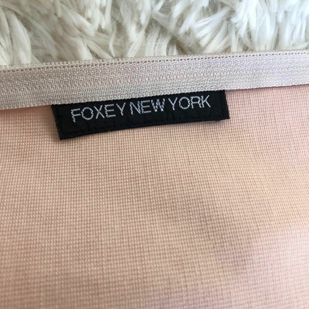 FOXEY NEW YORK ノースリーブワンピース フレア ミドル丈 ピンク