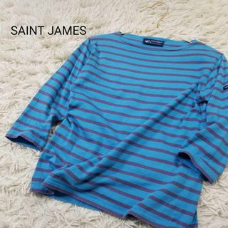 SAINT JAMESフランス製ボーダー柄ボートネックカットソー七分袖S