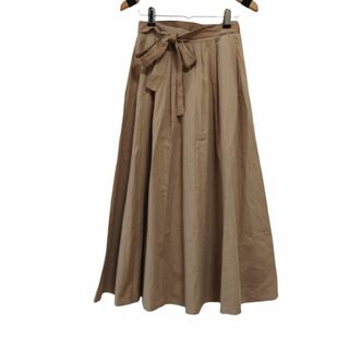 アウリィ(AULI)のアウリィ レディース スカート ロング リボン 綿100% ベージュ(ロングスカート)