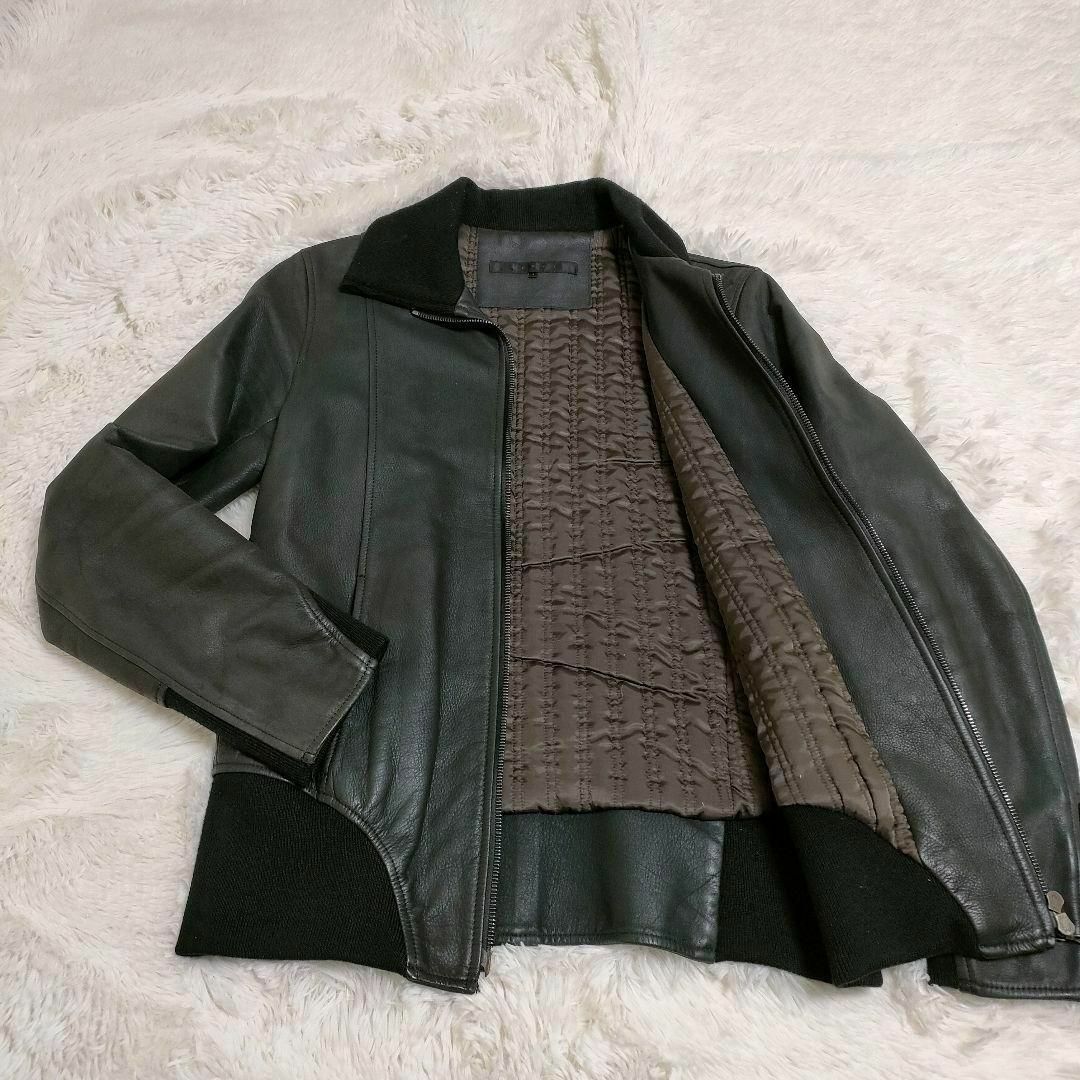 美品】オーレット レザージャケット スエード切替 ライダース ブラック