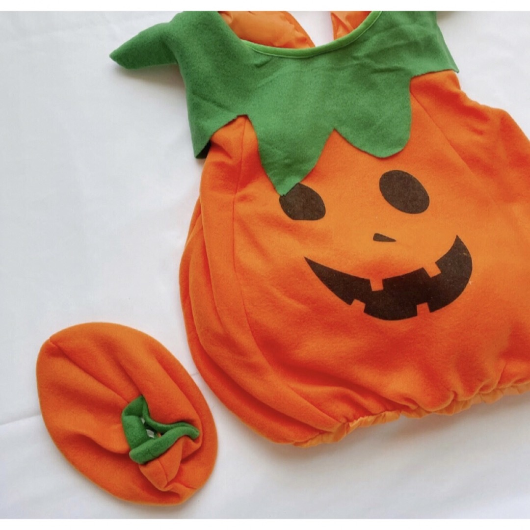 タイムセール ハロウィン コスプレ ベビー 80ｃｍ パンプキン かぼちゃ キッズ/ベビー/マタニティのベビー服(~85cm)(ロンパース)の商品写真