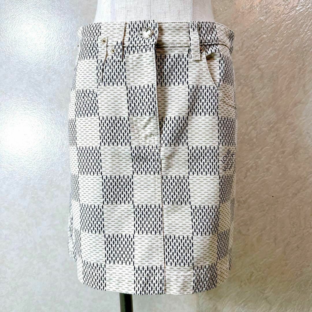 LOUIS VUITTON(ルイヴィトン)の極美品！ルイヴィトン　ダミエアズールデニムAラインミニスカート レディースのスカート(ミニスカート)の商品写真