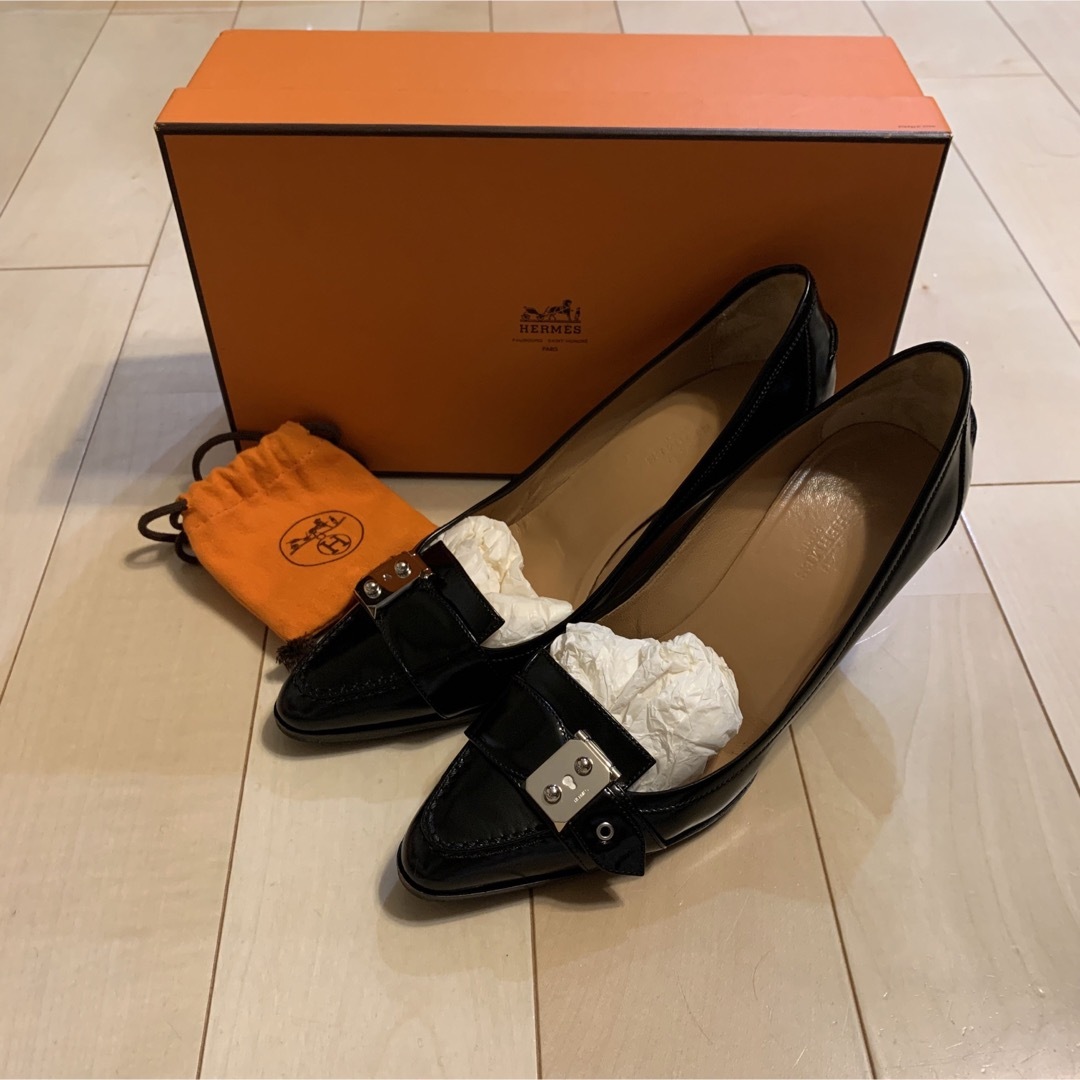 ⭐︎美品 HERMES エルメス パンプス ブラック 37 - ハイヒール/パンプス