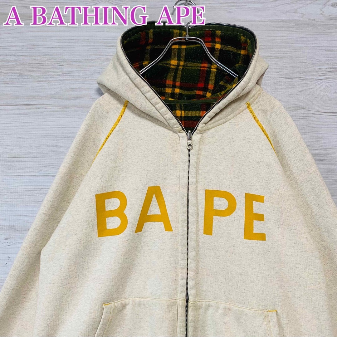 【A BATHING APE】パーカー(xs) ビッグロゴ マイロ フルジップ3990