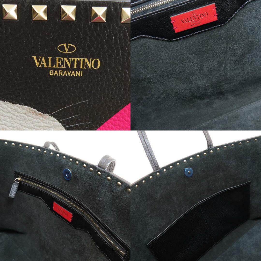 VALENTINO 猫 スタッズ イニシャル トートバッグ レザー レディース