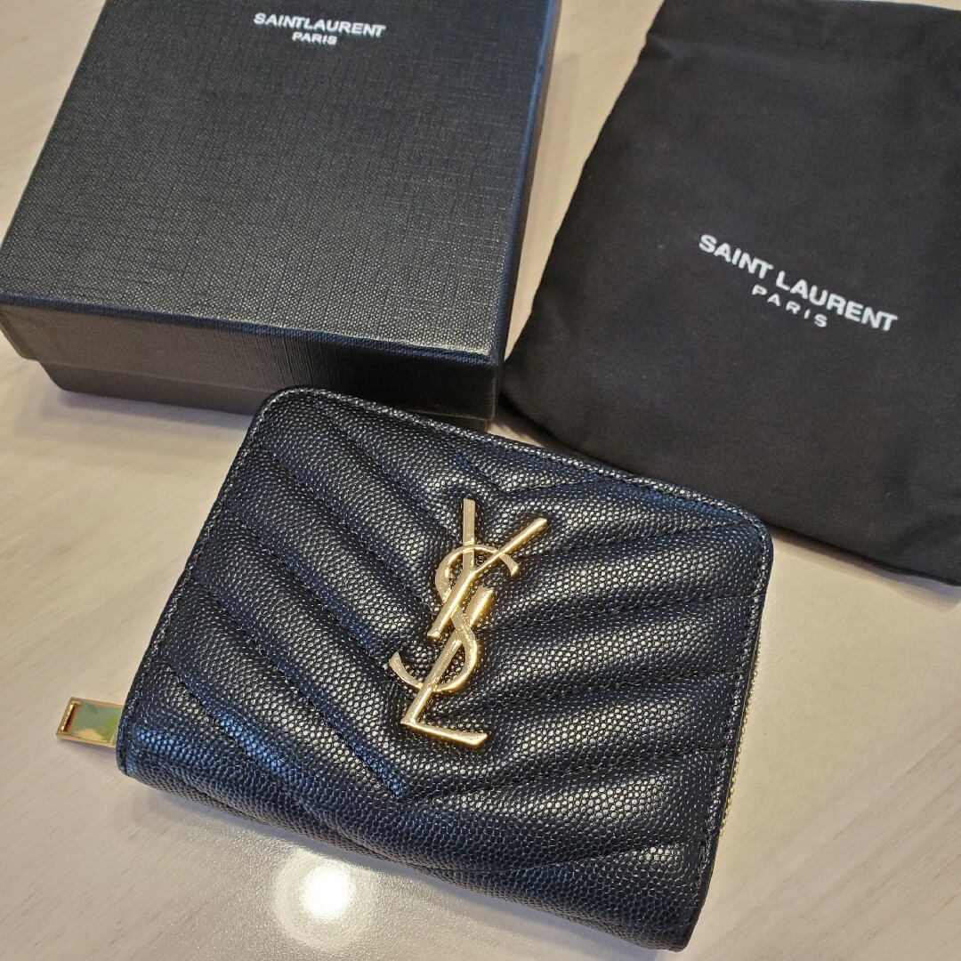 サンローラン YSL 2つ折り ジップ ミニ財布-