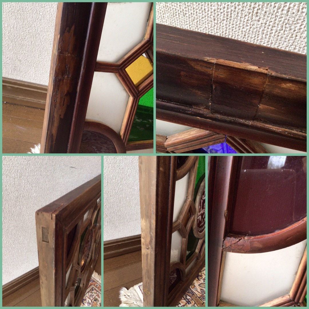 アンティーク ステンドグラス窓 大正浪漫 レトロ 当時物 建具(小)1枚