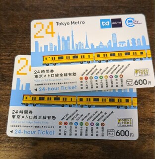 未使用　24 tokyo metro 24時間券　2023.09.30期限　2枚(鉄道乗車券)