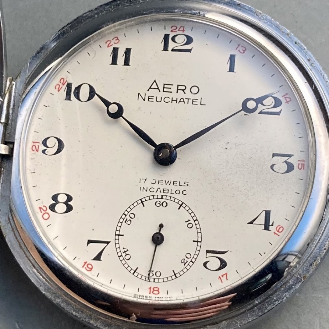 【動作品】エアロ AERO アンティーク 懐中時計 手巻き ハンターケース