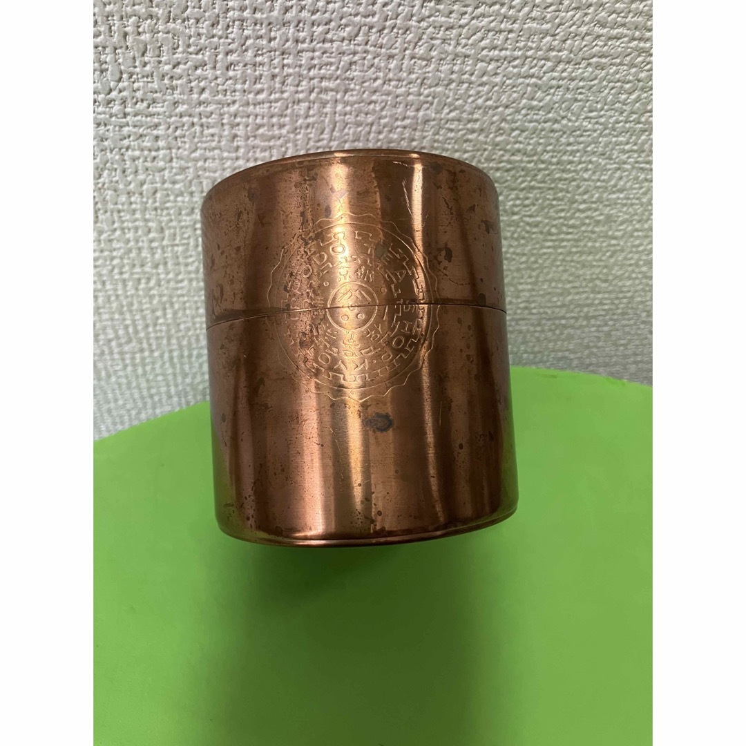 一保堂の刻印入銅製茶筒(開化堂製)(中)-