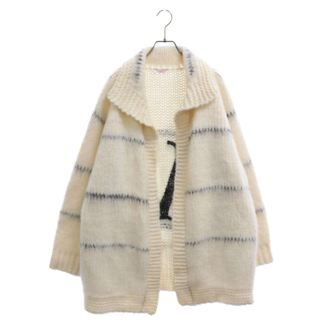 VALENTINO ヴァレンチノ 22AW BELTED WOOL MOHAIR GOWN CARDIGAN ベルテッドウールモヘアガウンカーディガン ホワイト/ブラック 1V3KA01U8MW