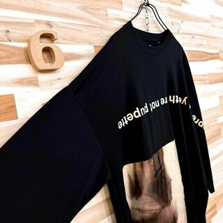 【エーエフワイエフ】AFYFオーバーサイズ ロング 半袖Tシャツ 黒×アイボリー
