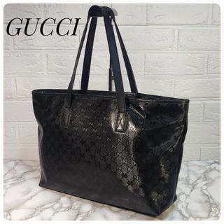 グッチ(Gucci)のグッチ GG柄 インプリメ トートバッグ ブラック レザー PVC(トートバッグ)