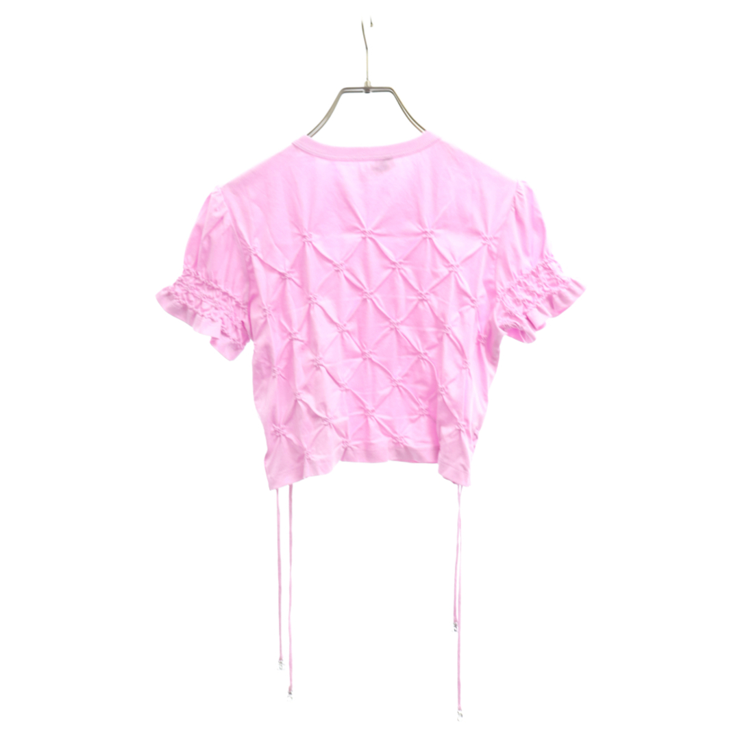 CHANEL(シャネル)のCHANEL シャネル 23SS Short Sleeve Cropped Top ラインストーンチャーム付き ココマーク刺繍半袖Tシャツ レディース ピンク P74589K10724 レディースのトップス(Tシャツ(半袖/袖なし))の商品写真