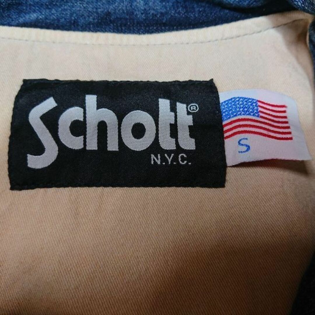 schott - SCHOTT デニム ライダースジャケット ショット 古着 ダメージ