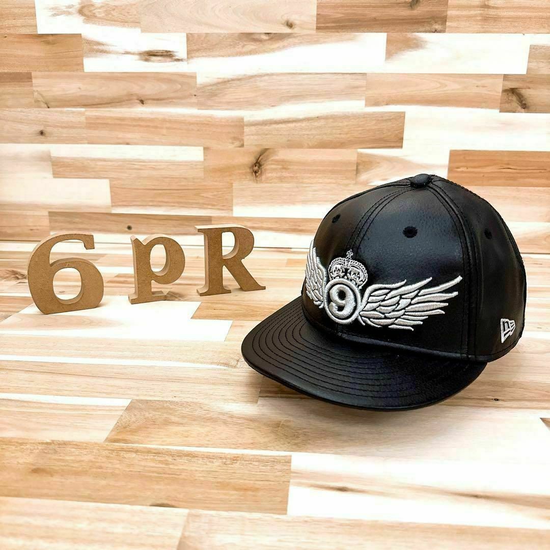 ニューエラ×ナインルーラーズ】NEW ERA コラボ レザー キャップ 黒×銀