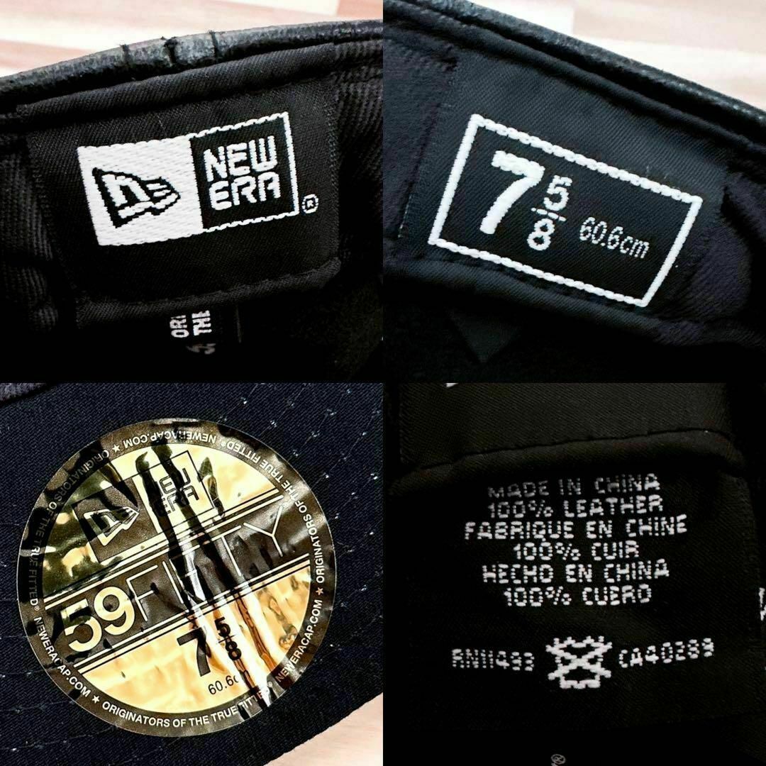 ニューエラ×ナインルーラーズ】NEW ERA コラボ レザー キャップ 黒×銀
