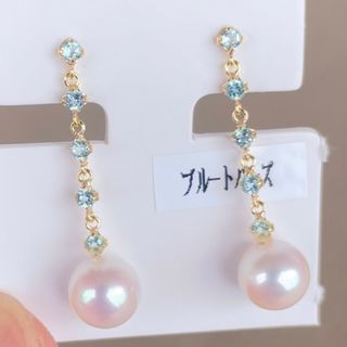 新品 K18アコヤ真珠・ブルートパーズピアスの通販 by 111's shop|ラクマ